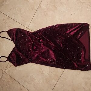 Womens Windsor Burgundy Sequin Mini Dress
